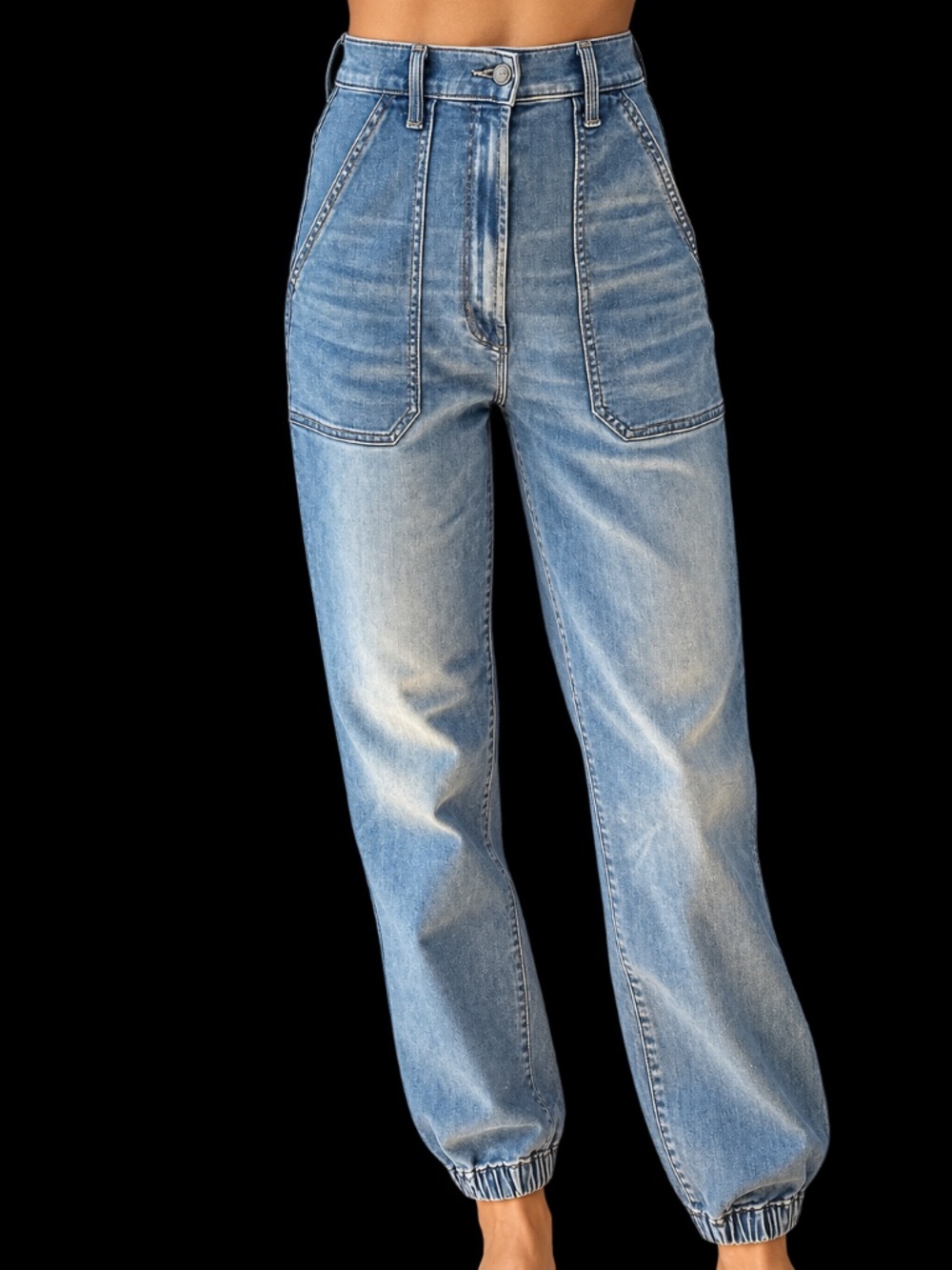 MOTHER The Wrapper Patch Springy Ankle High-Rise Jeans